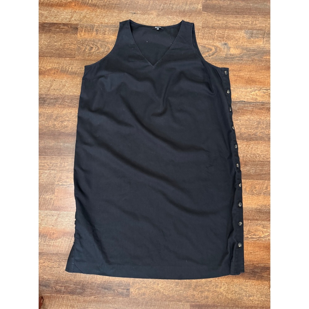 Madewell Black Linen Cotton Side Button Midi Dress Plus Size 2X Sleeveless
